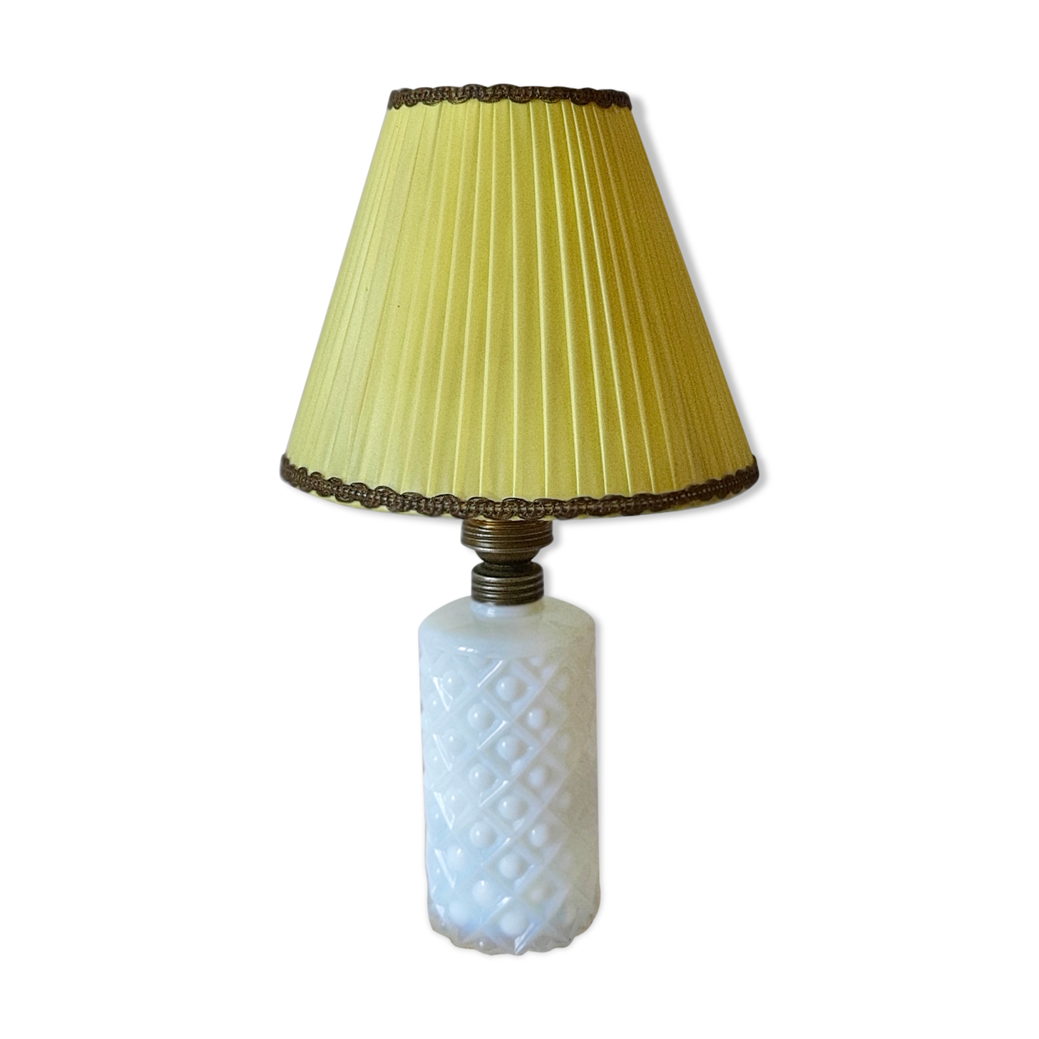 small bedside lamp bottle in bluish white opaline