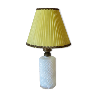 small bedside lamp bottle in bluish white opaline