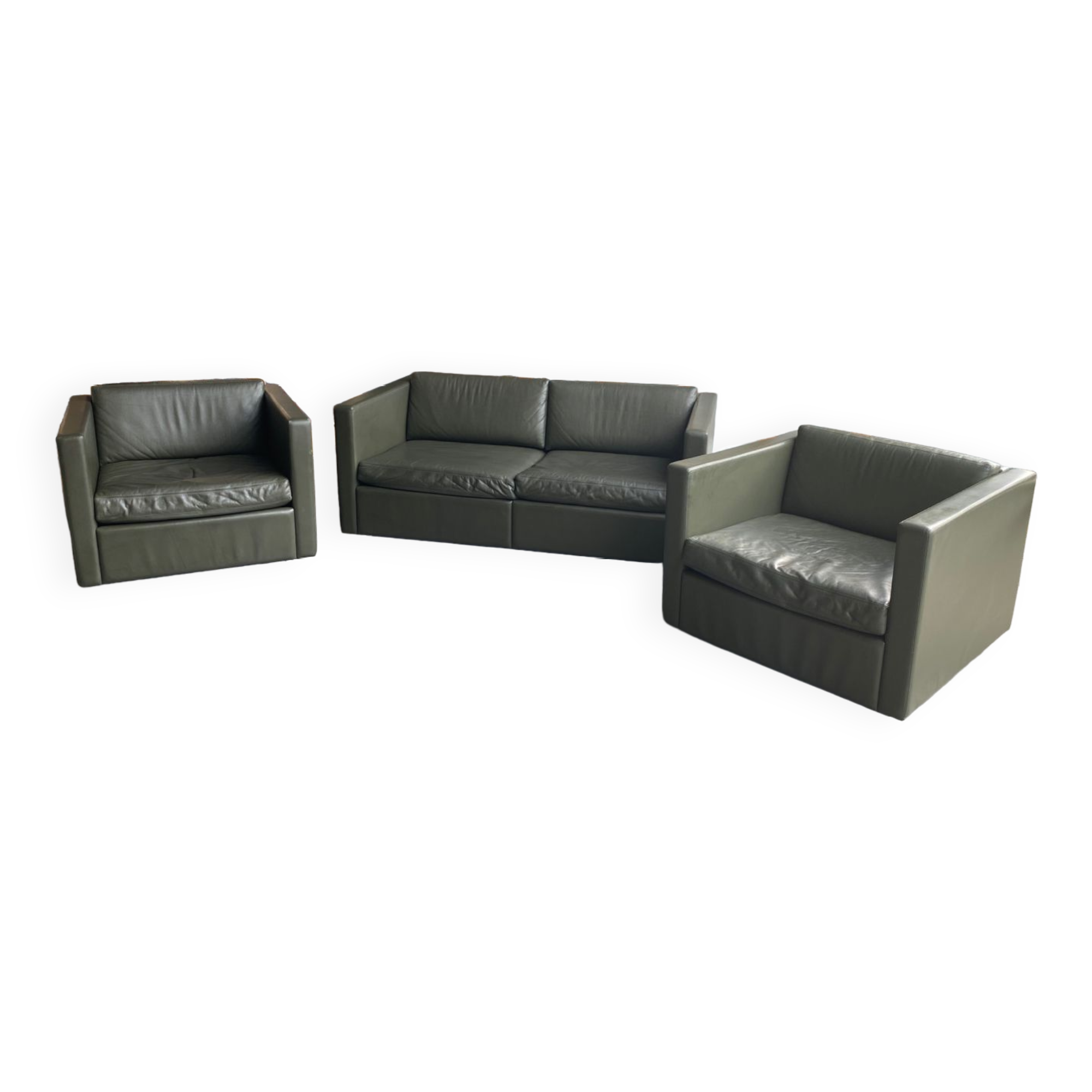 2 fauteuils Pfister pour Knoll cuir kaki