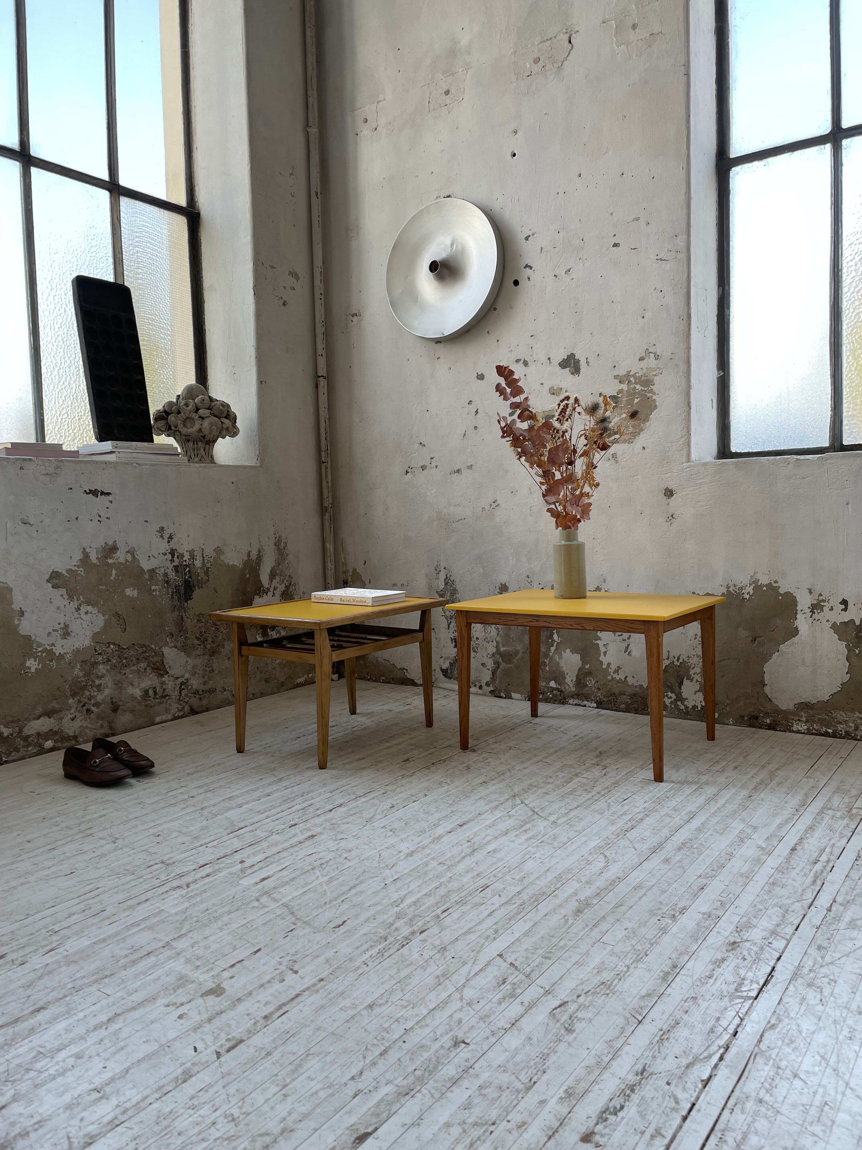 Duo de tables basses bois jaune