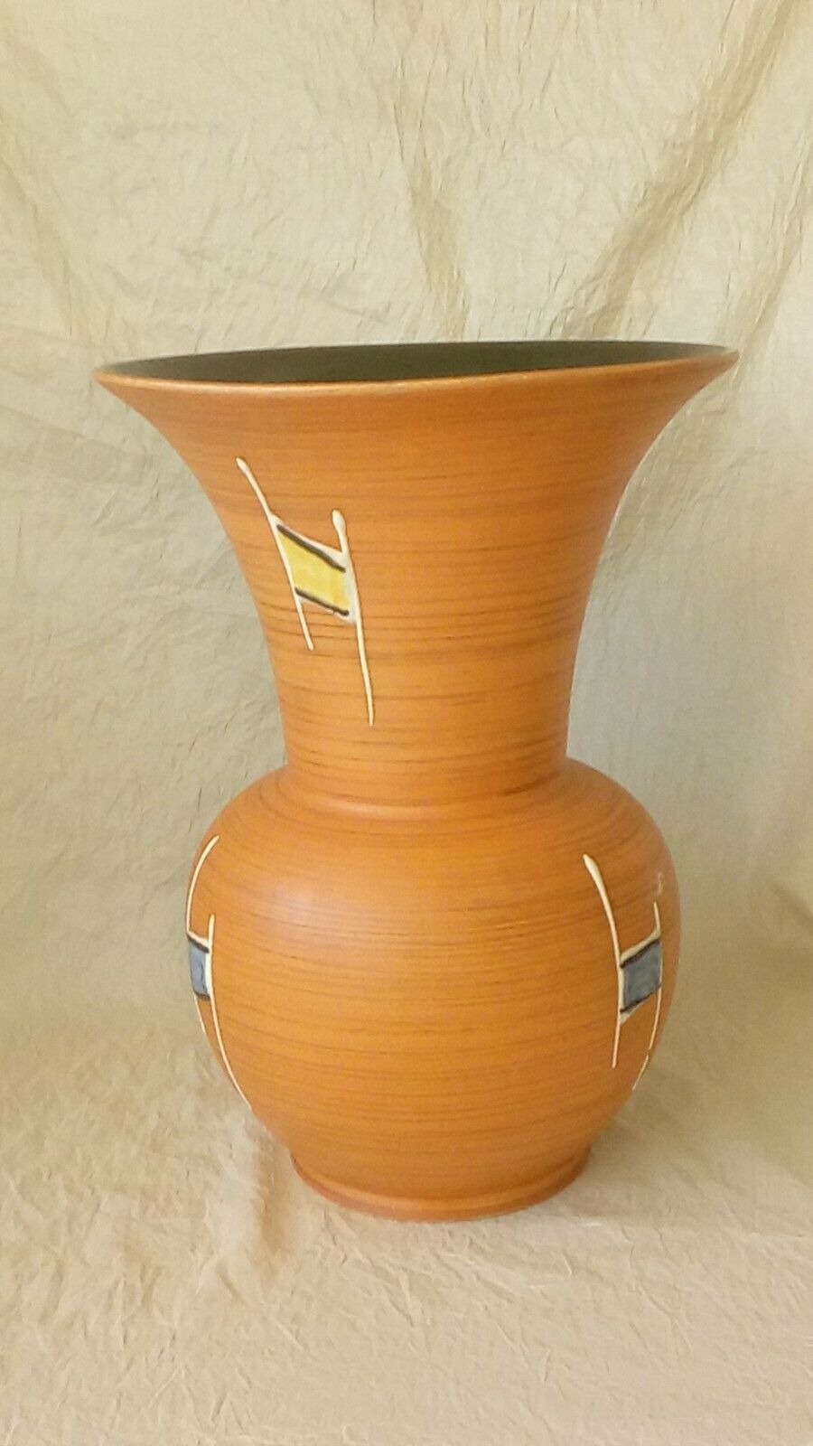 Ceramic vase terracotta years 50' vintage decor emaillee