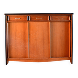 Wooden enfilade with fuchsia pink and black formica, 1950s, 130x50x100cm