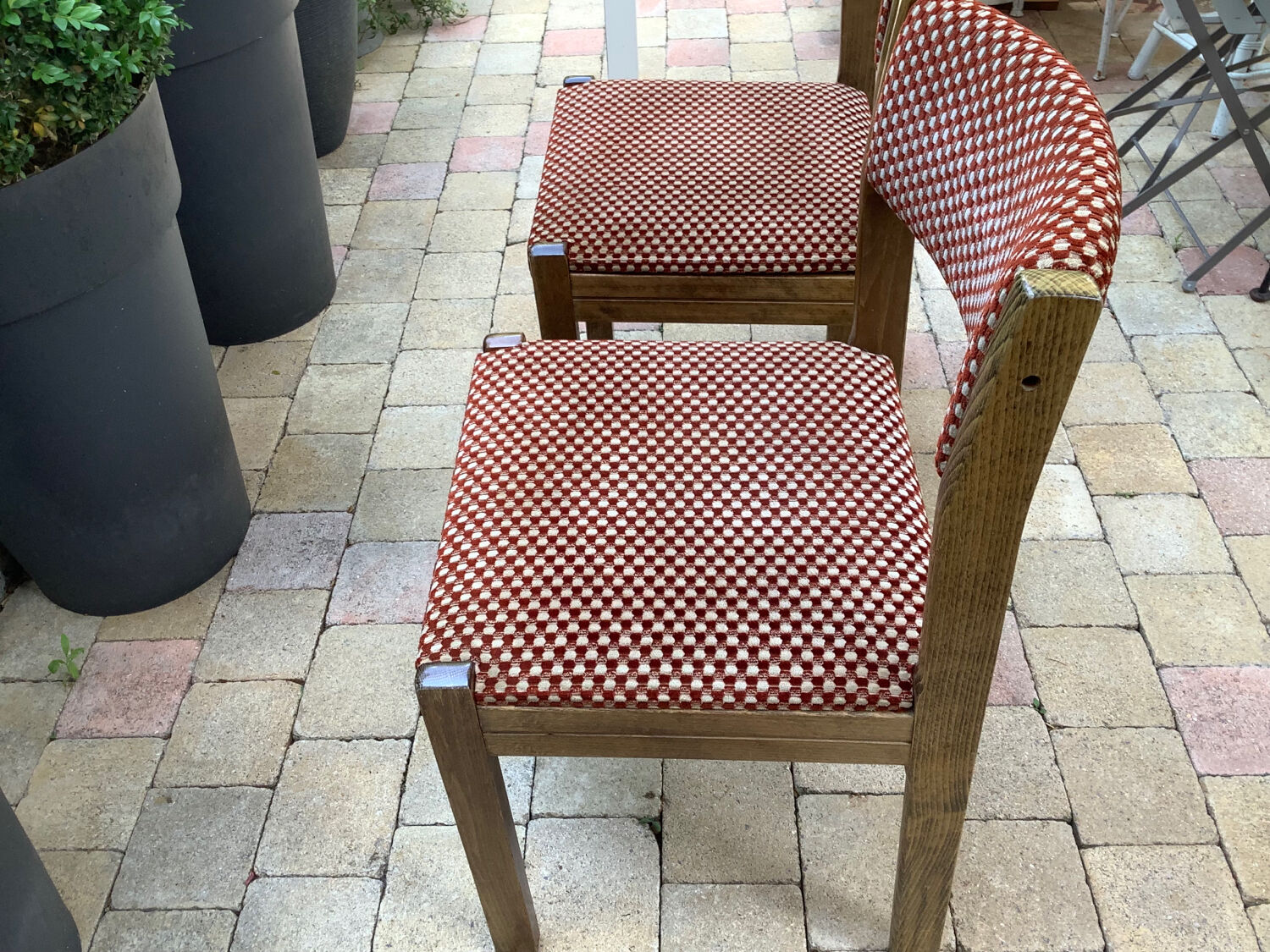 Fauteuil et 2 chaises Baumann en velours vintage