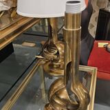 1970s pair of brass table lamps from France