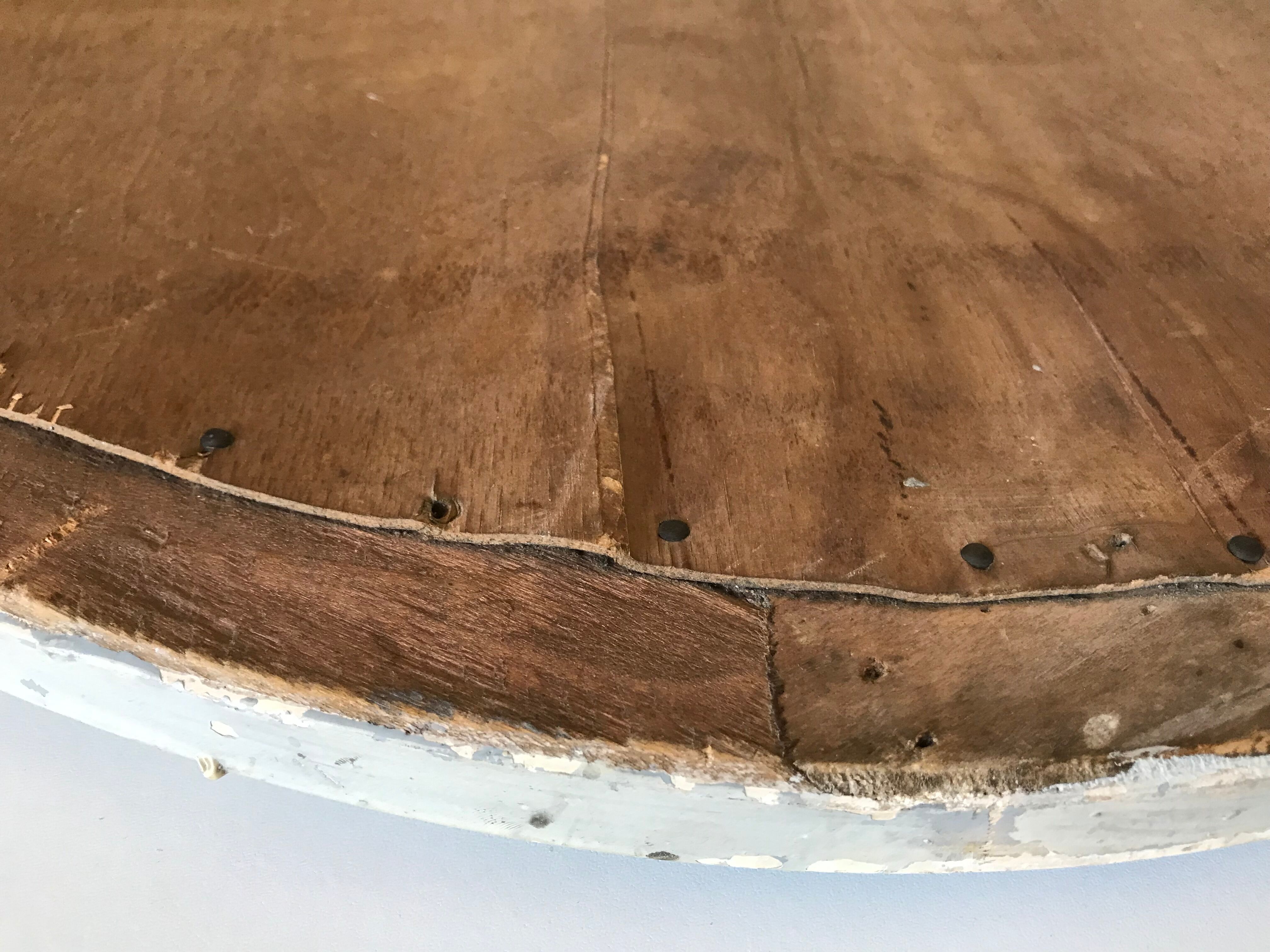 Vintage wood round mirror 1950