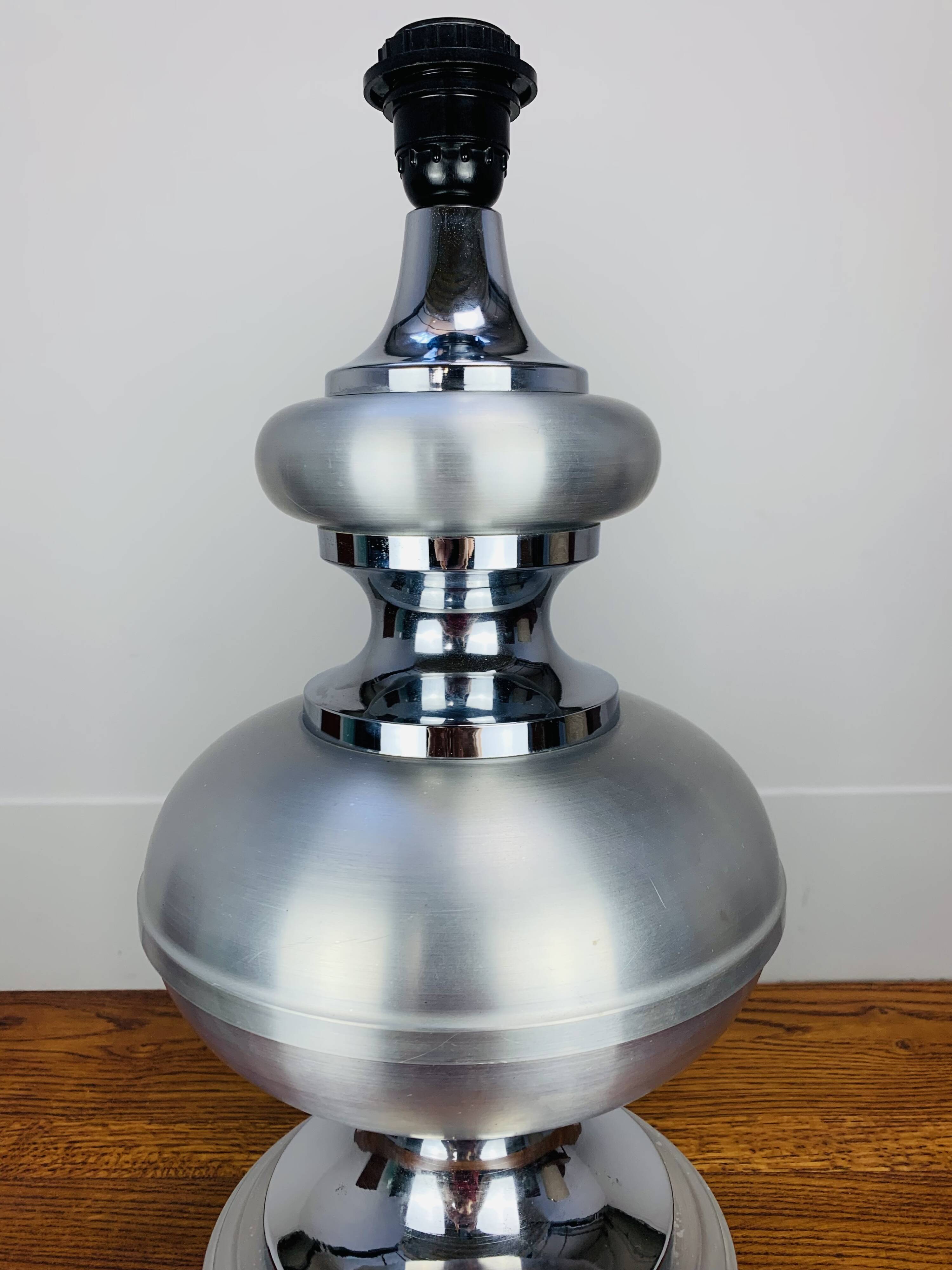 70s space age lamp, chrome and brushed aluminum