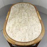Vivai del Sud rattan & travertine dining table Italy 1960’s