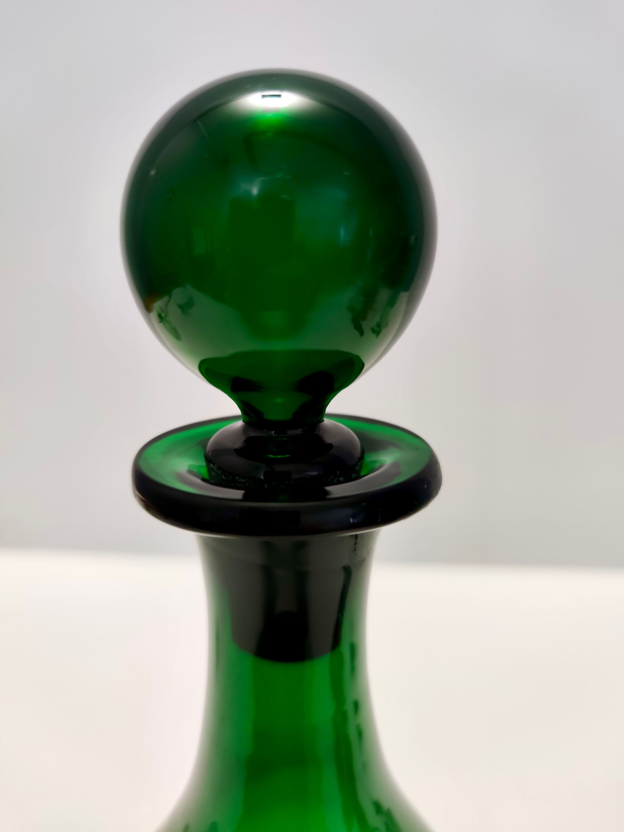 Vintage Green Hand-Blown Glass Bottle, Empoli, Italy