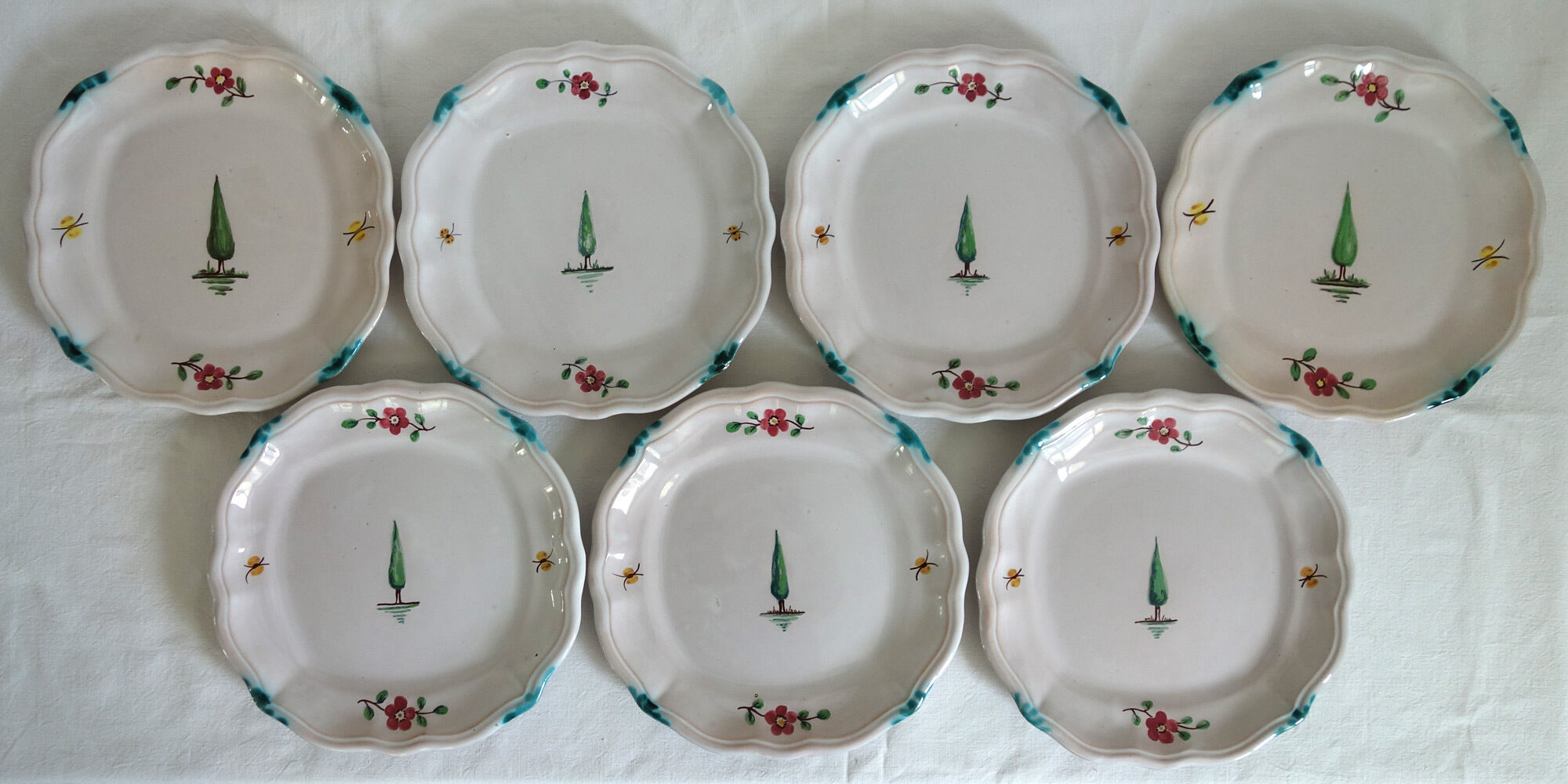 Set of 7 antique earthenware plates by the Gastine Aubagne sisters (13)