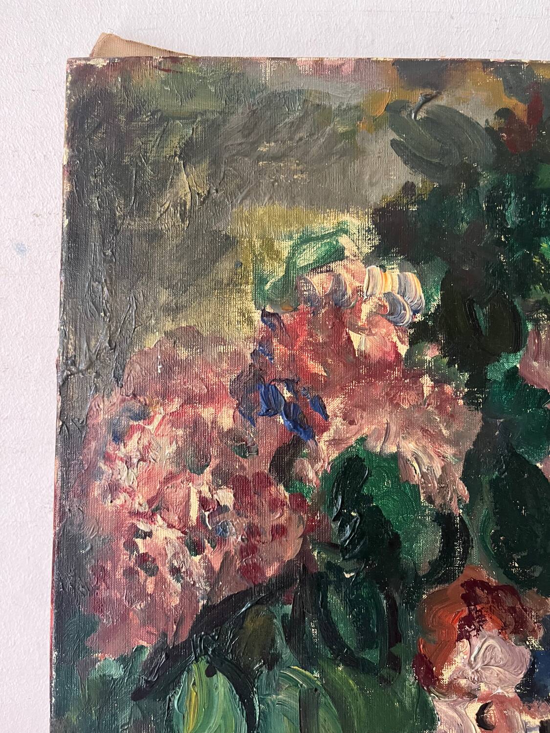 Bouquet of flowers on an entablature, signed