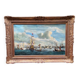 Jan van Genechten. Paysage marin «Vue de l'ancien port d'Amsterdam».