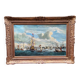 Jan van Genechten. Seascape “View of the old port of Amsterdam”.