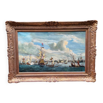 Jan van Genechten. Paysage marin «Vue de l'ancien port d'Amsterdam».