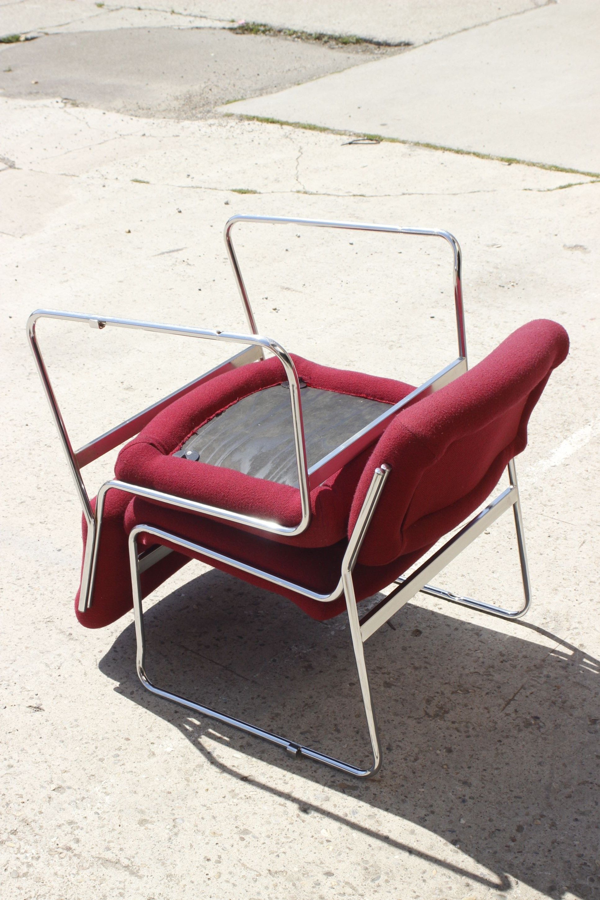 Space Age Chairs in Chrome and Velvet, 1970s, Set of 4