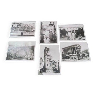 Set of 6 vintage black and white photos of Nimes