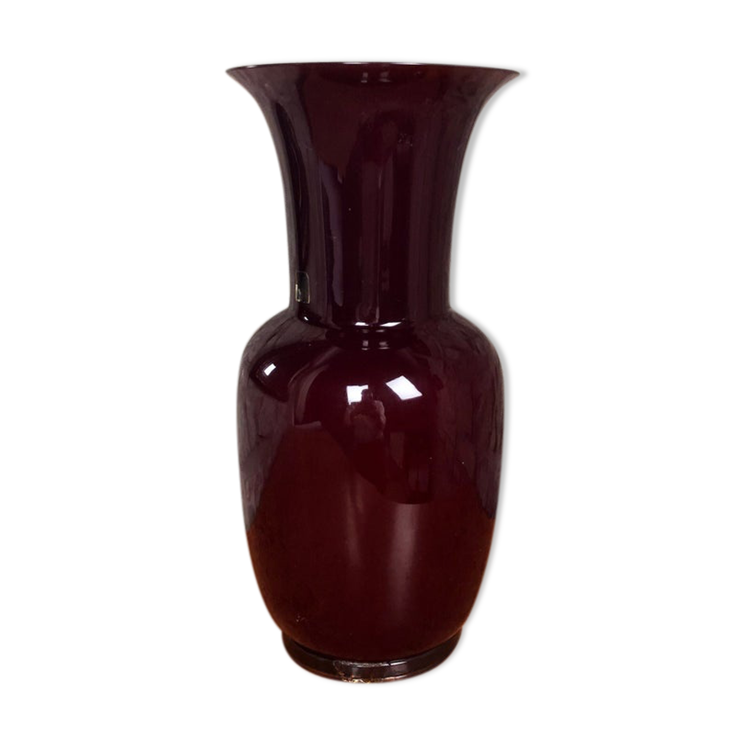 ‘Opalino’ burgundy Murano glass vase by Paolo Venini