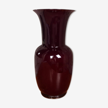 Vase en verre de Murano bordeaux 'Opalino' par Paolo Venini