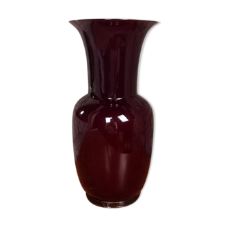 Vase en verre de Murano bordeaux 'Opalino' par Paolo Venini