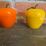 Ice Buckets Apple + Lemon Plastic Orange Yellow 70’s Vintage
