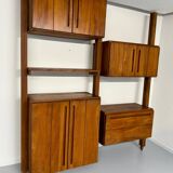 Antique modular shelf in solid French elm from the 60s, vintage