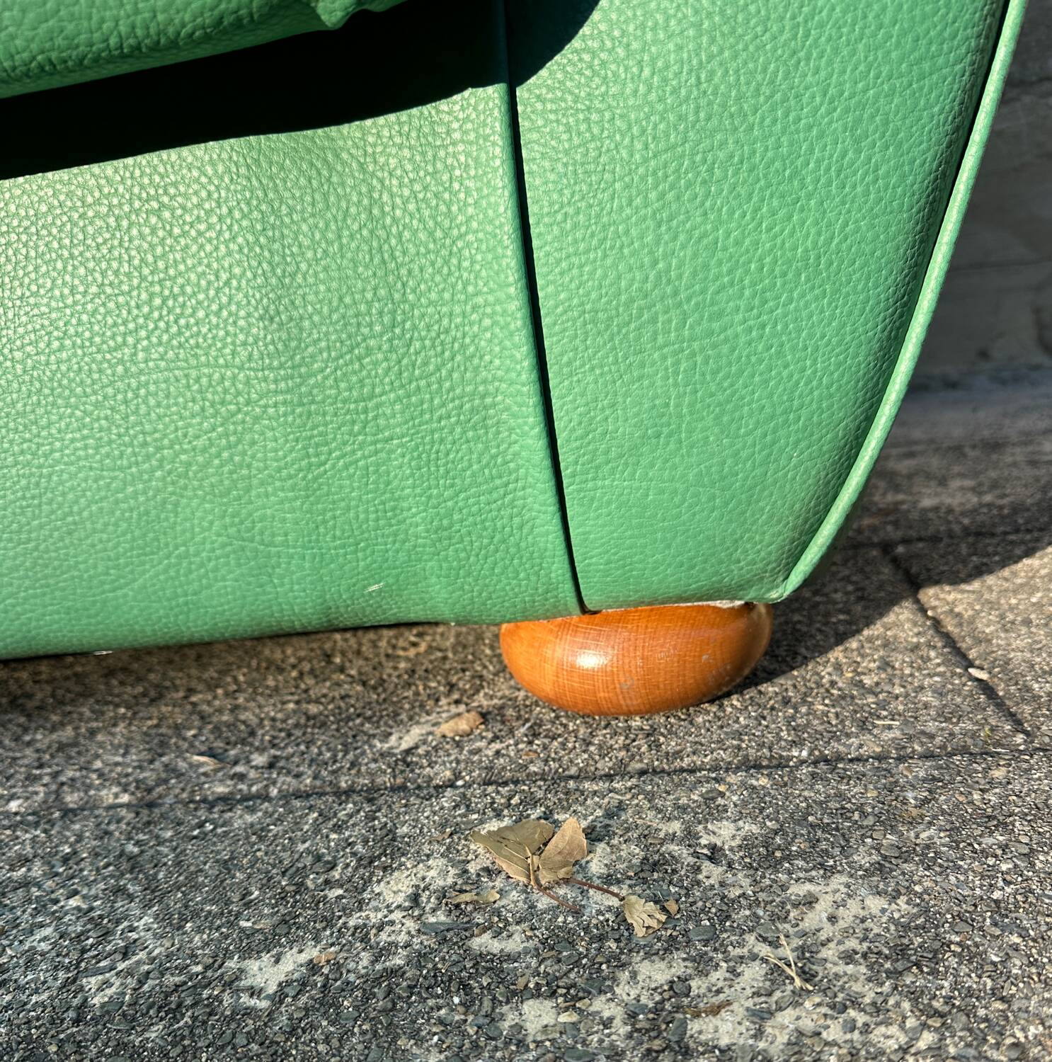 Vintage green leather club chair, antique green leather sofa.
