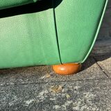 Vintage green leather club chair, antique green leather sofa.
