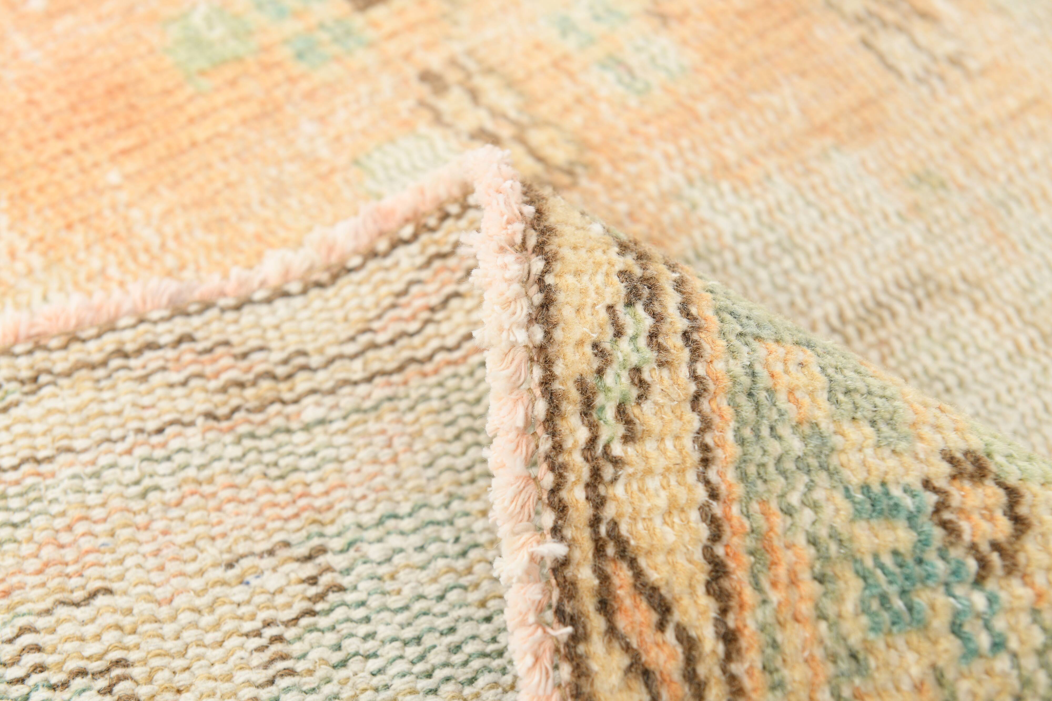 Orange vintage turkish rug, 6x9 feet vintage pastel orange carpet