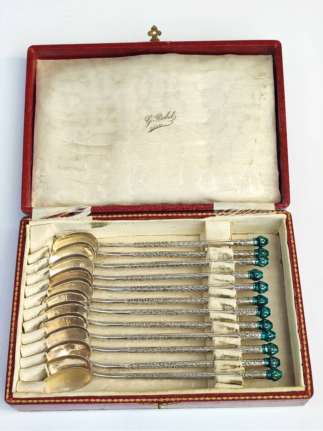 Boxed set of indonesion silver spoons