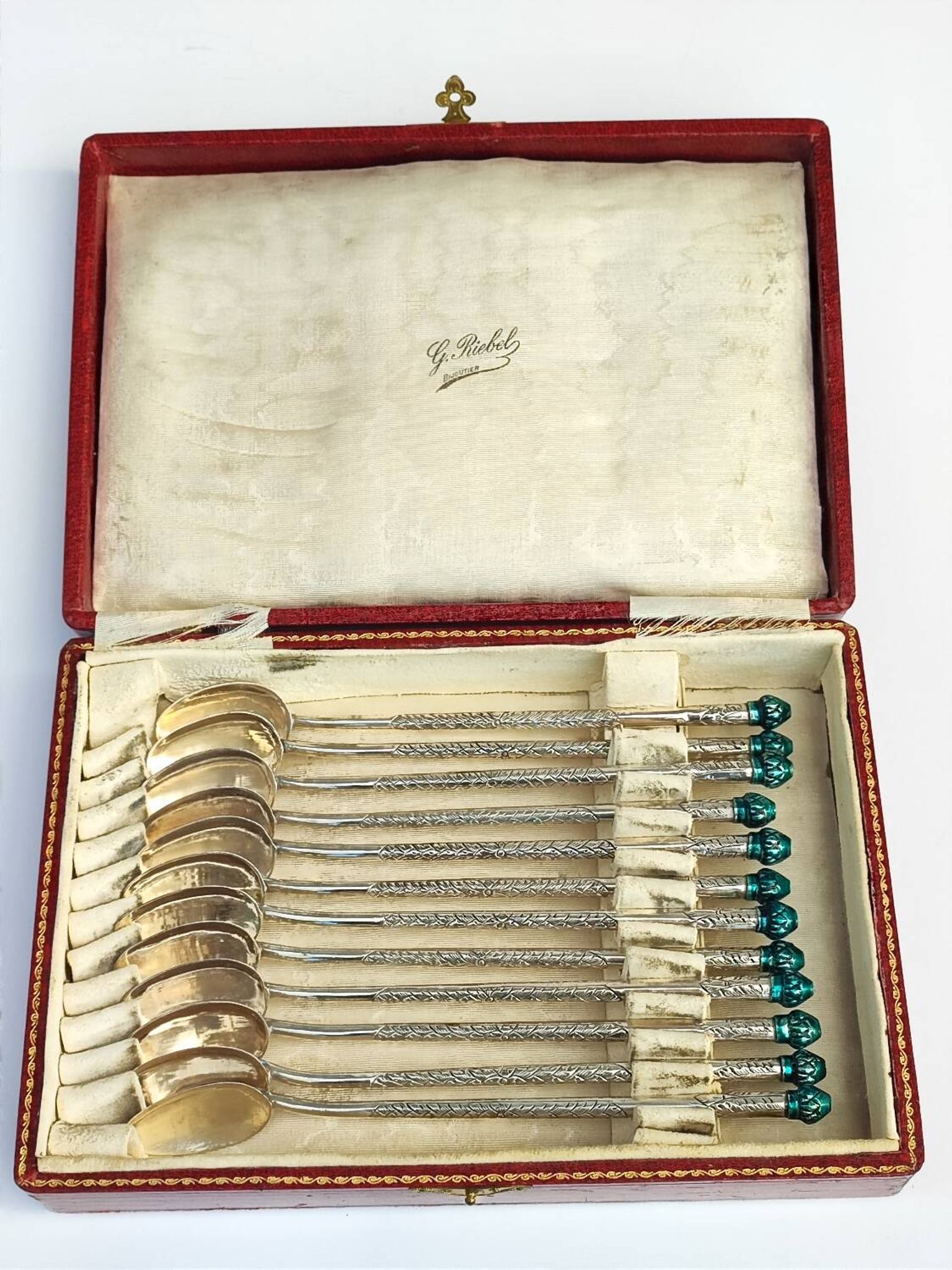Boxed set of indonesion silver spoons