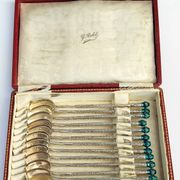Boxed set of indonesion silver spoons