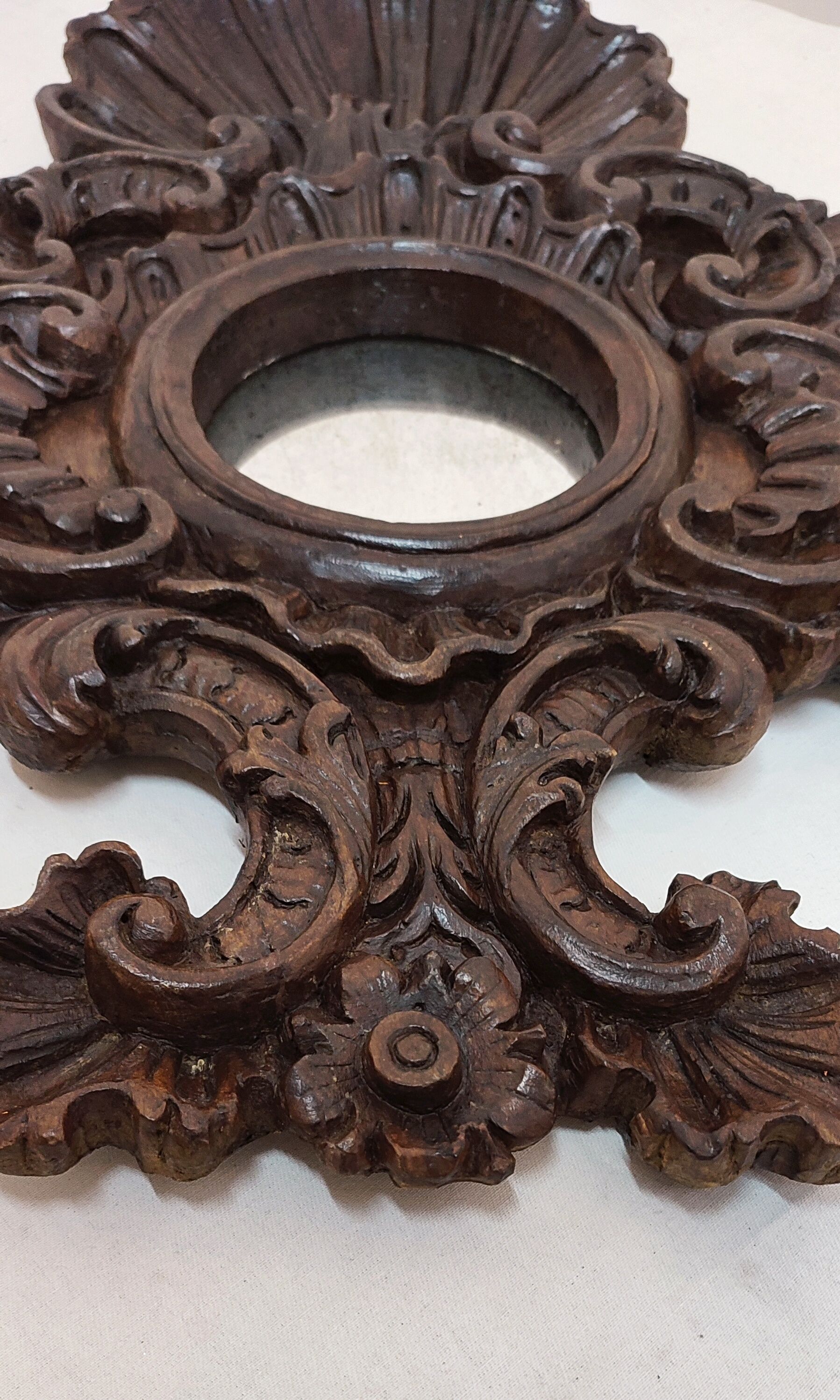 Miroir en bois sculpté Espagne années 1940 44x65cm