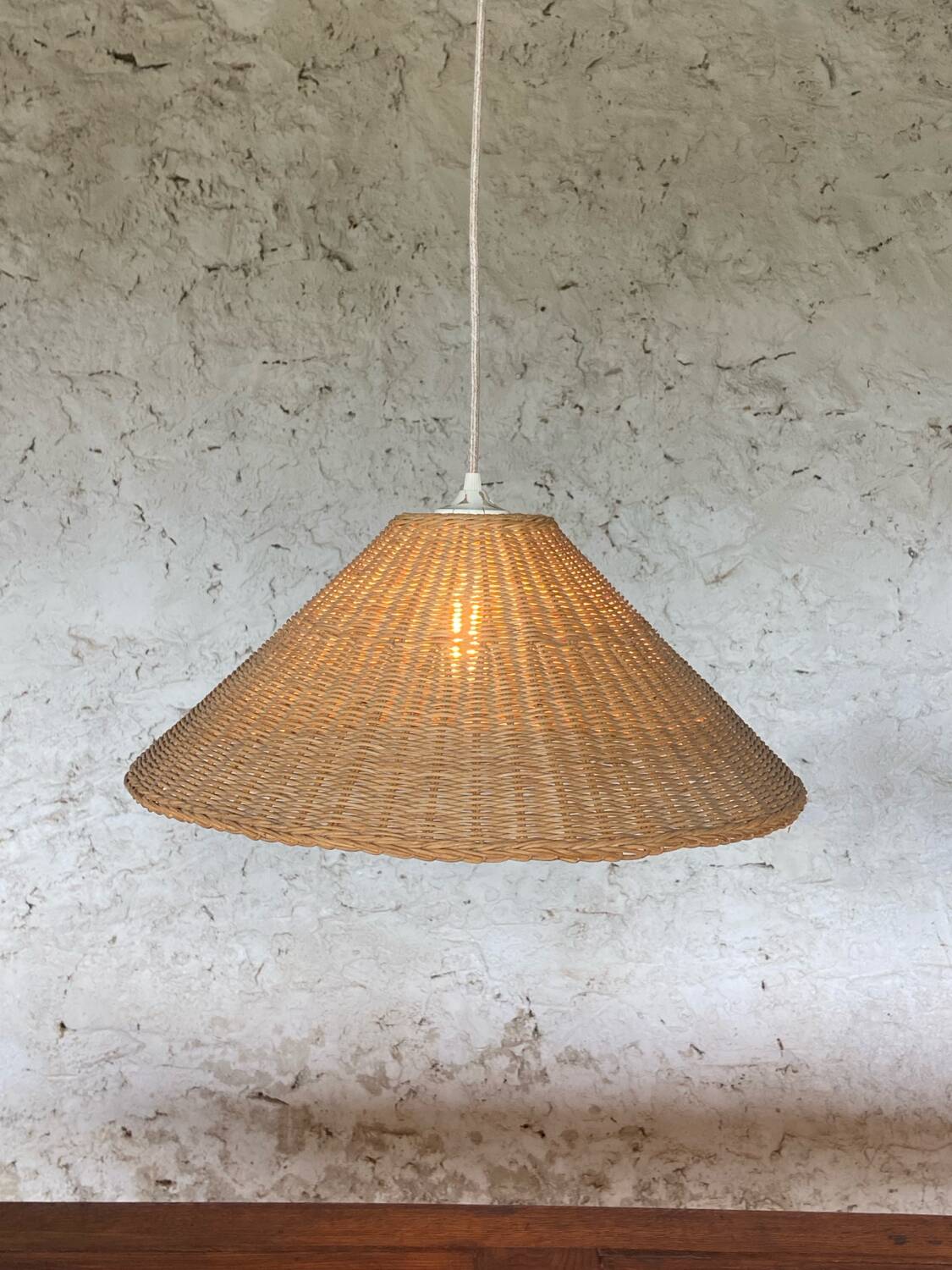 Pair of rattan pendant lights