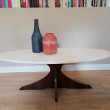 Marble and teak coffee table 60s