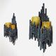 Set Of Double Chalice Brutalist Wall Lamp By Marcel Fantoni, Italy, 1960S
