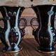 Pair of Jasba Keramik vases – Germany – 1950s/60s – brown, black & gold