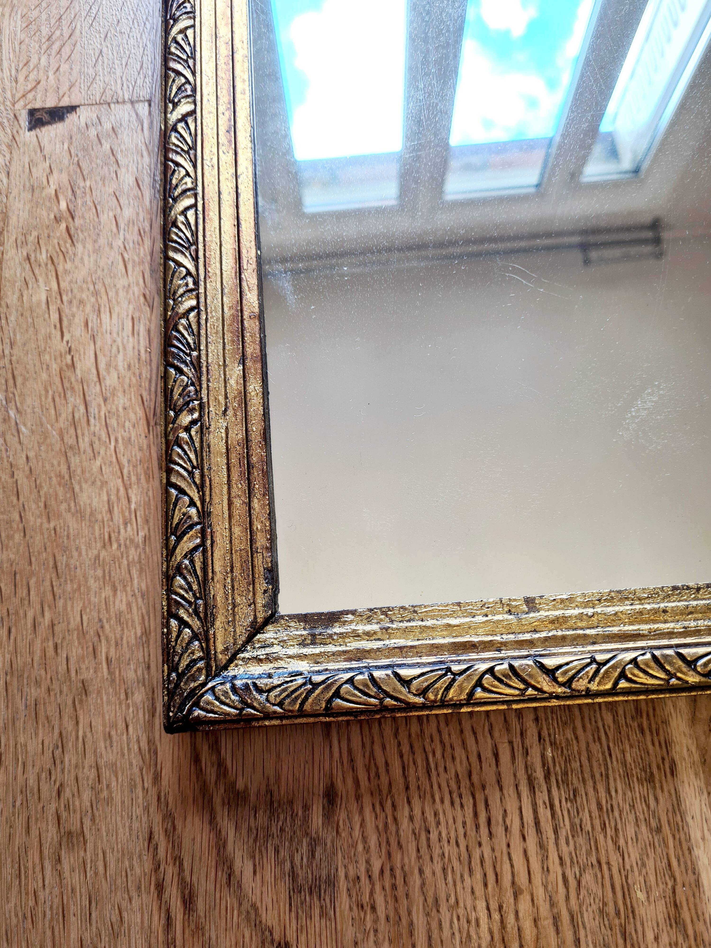 Art Deco mirror gilded with gold leaf – landscape format 47x37 cm