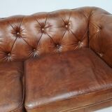 English brown leather chesterfield sofa