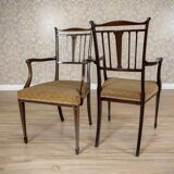 English Sheraton Style Armchairs and Chairs, Late 19th Century, Set of 4