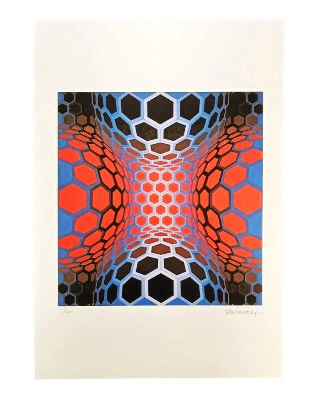 1970s Victor Vasarely limited numbered edition lithograph.