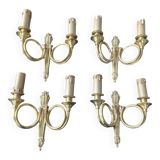 4 Empire style wall lights with hunting horns