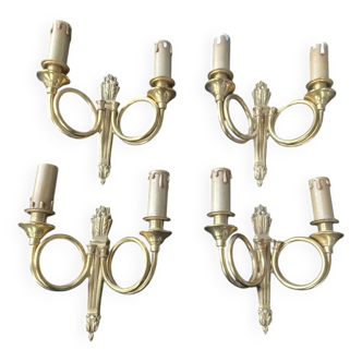 4 Empire style wall lights with hunting horns