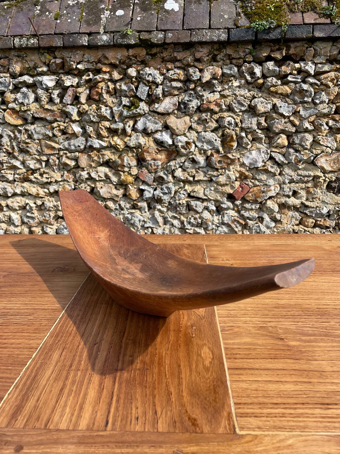 Vintage monoxyl wooden fruit bowl