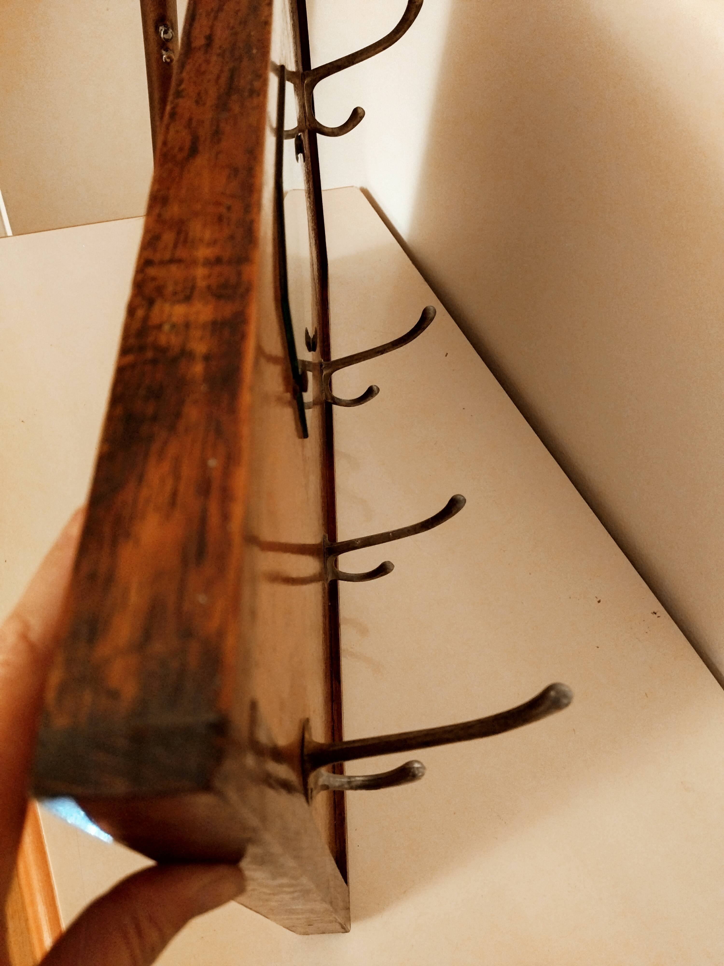 Mirror coat rack, old wood