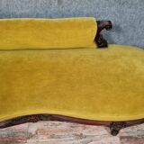 Napoleon III mahogany chaise longue bench
