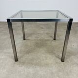 Chrome side table smoked glass 70s, end of sofa