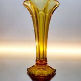 Val Saint Lambert Art deco vaas, serie Luxval model Américain M, amber