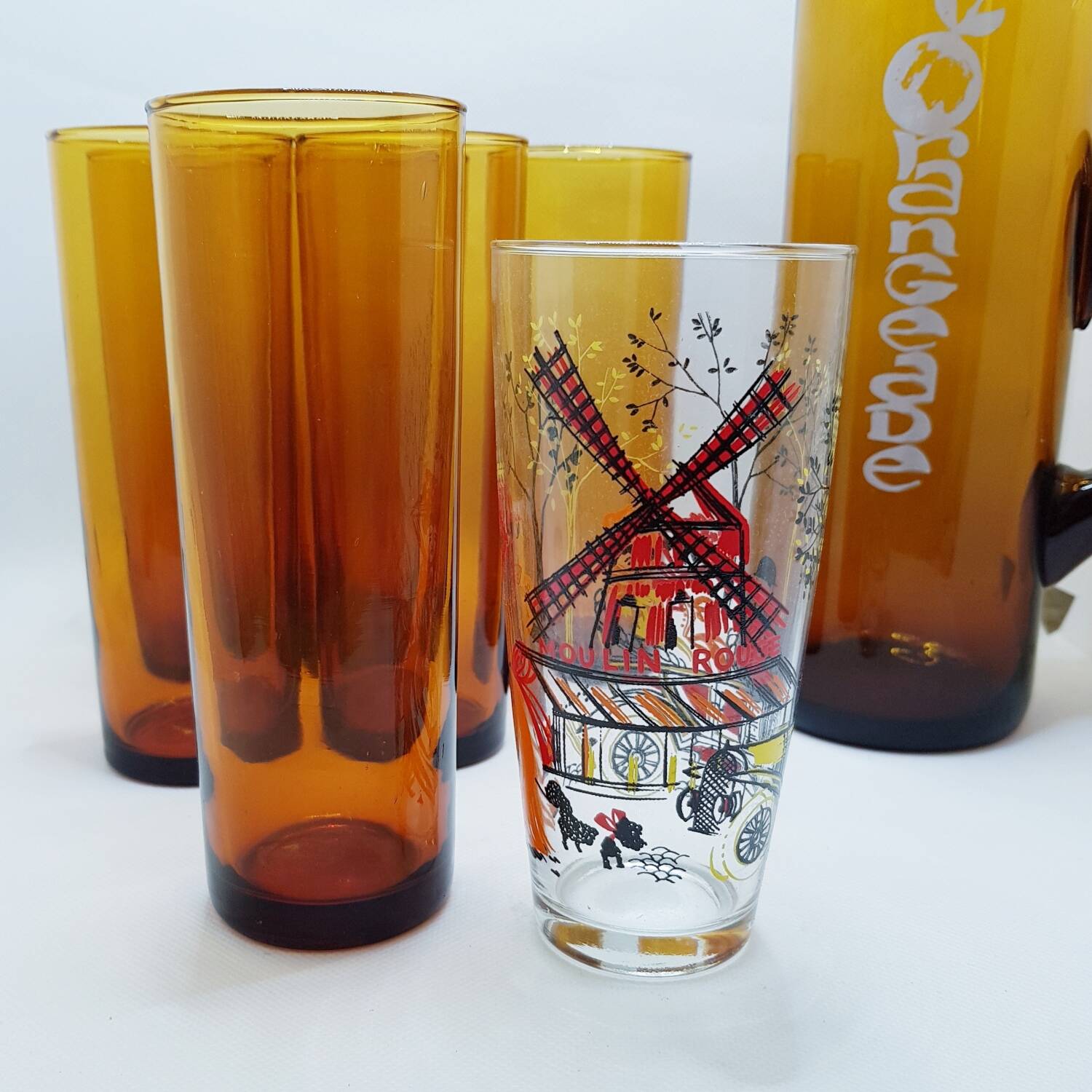 Service à orangeade en verre soufflé à la main