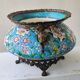 Antique jardinière ceramic enamel Longwy with bronze mount elephant head