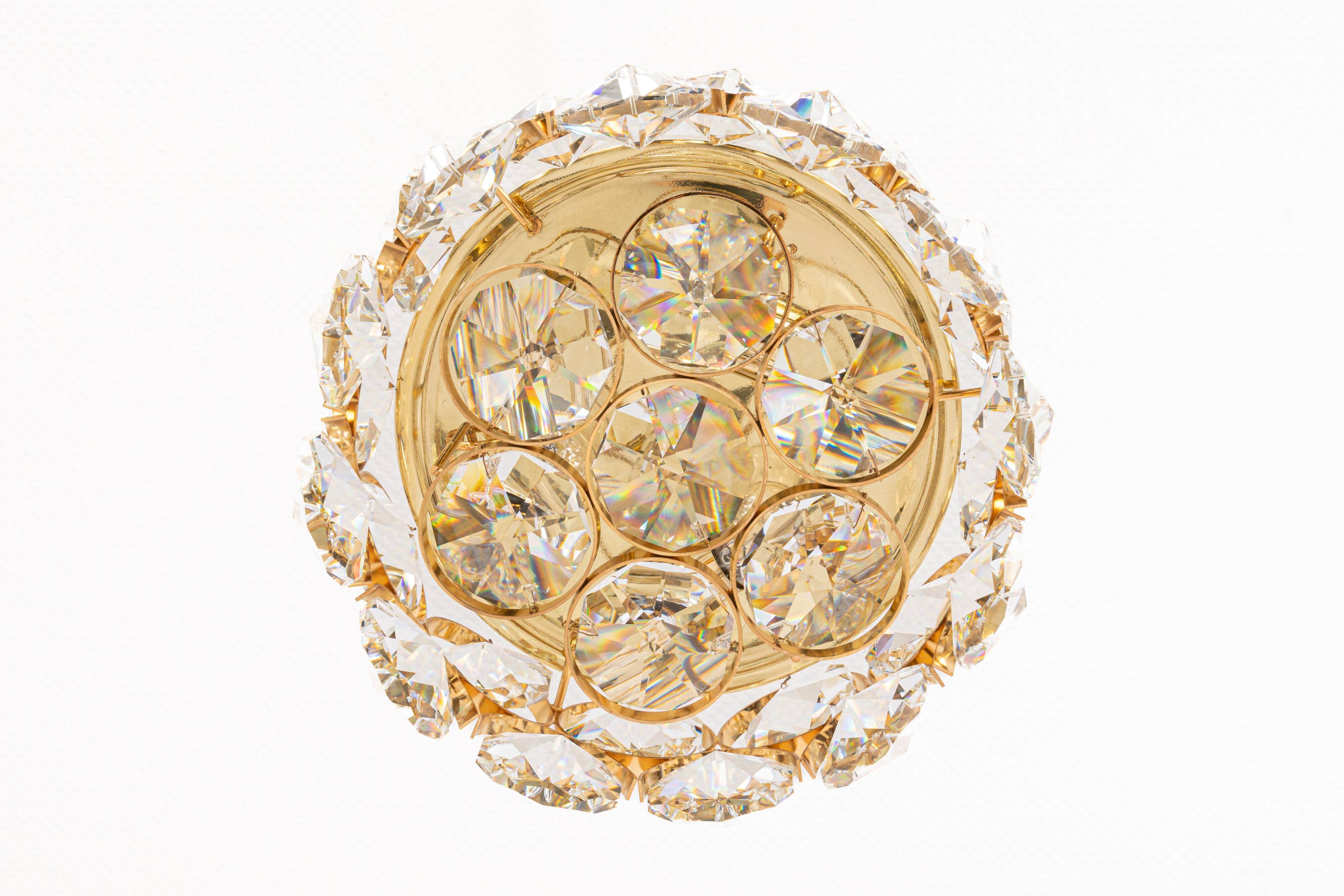 Recessed ceiling lamp, crystal glass design Palwa, Germany, 1970s