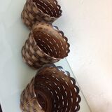 Suite of three cache pots imitation wicker braided by Emsa / vintage 60s-70s